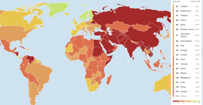 World Press Freedom Index Map